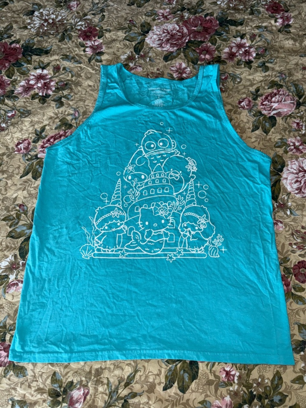 Turquoise Blue Hello Kitty tank top Lootcrate sanrio size large